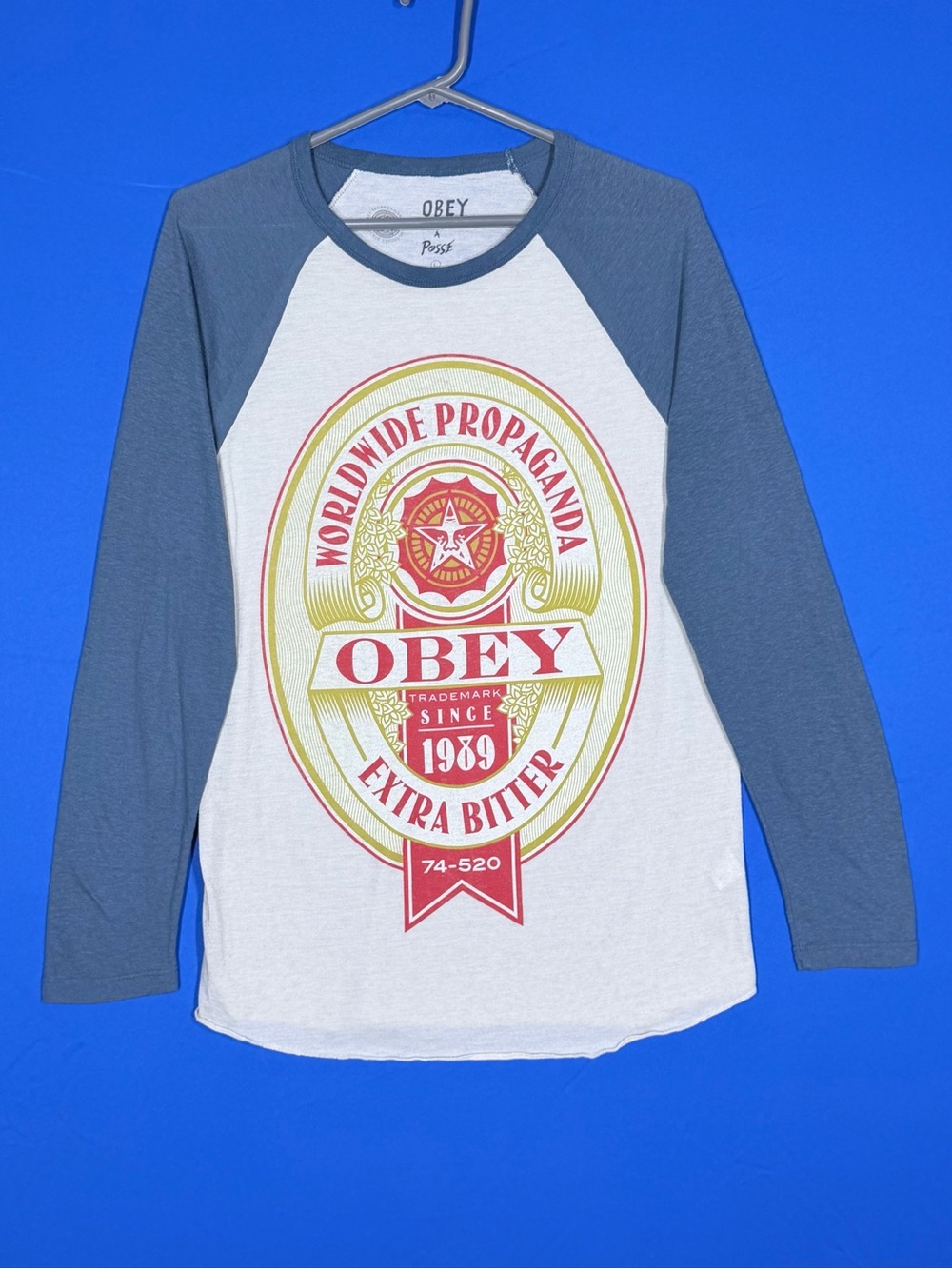 🍺 OBEY x A Posse Worldwide Propaganda Extra Bitter Raglan Tee L